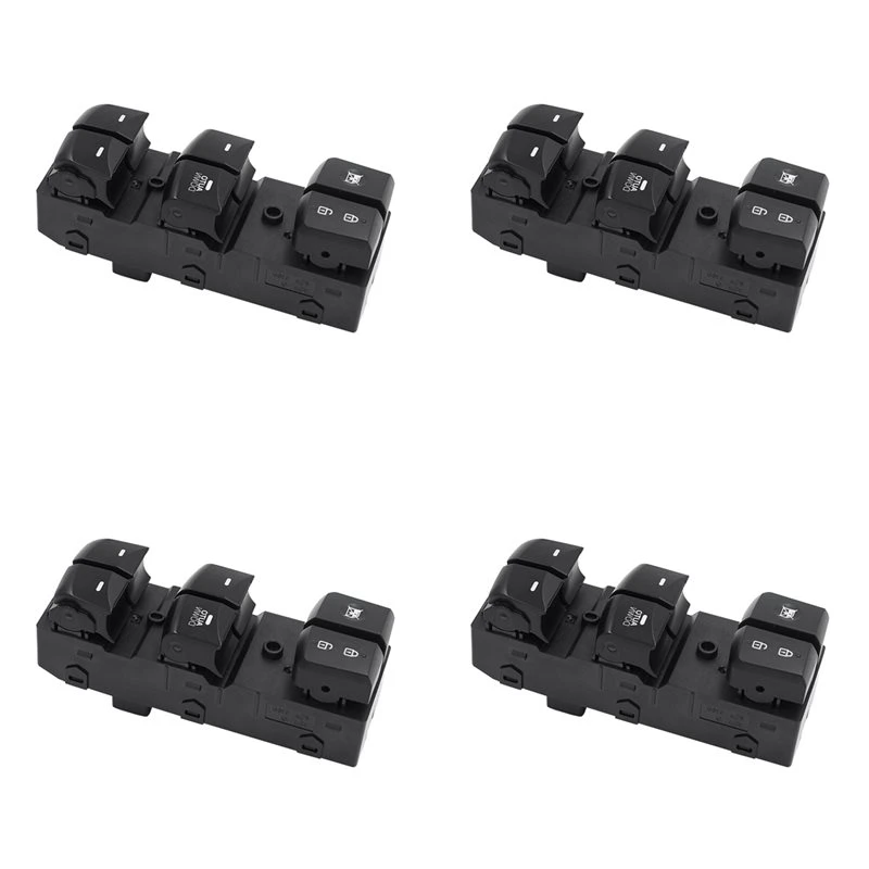 4X For Elantra 2011 2012 2013 2014 2015 Power Master Window Lift Control Switch LHD 93570-3X000 Black