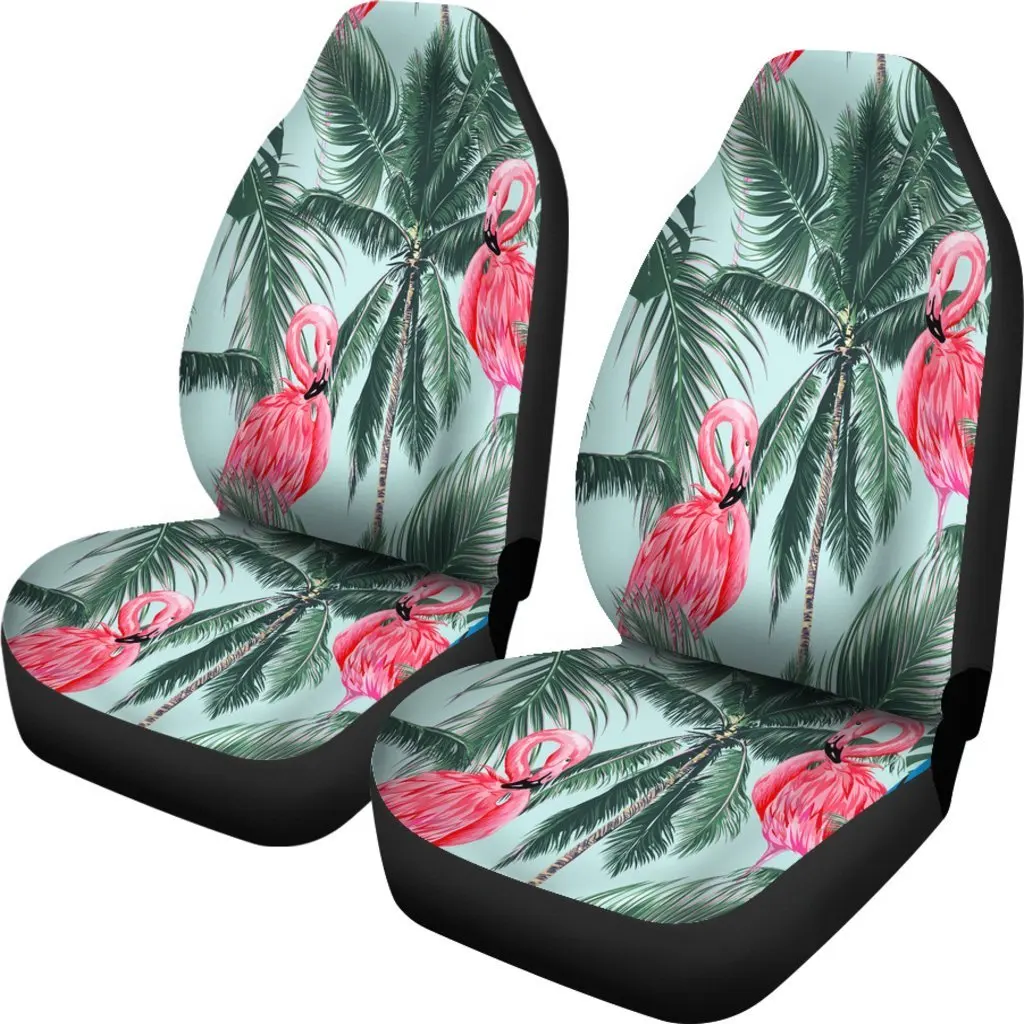 Flamingos Tropical Palm Tree Seat Cover Car Seat Covers Set 2 Pc, Car Accessories Car Mats