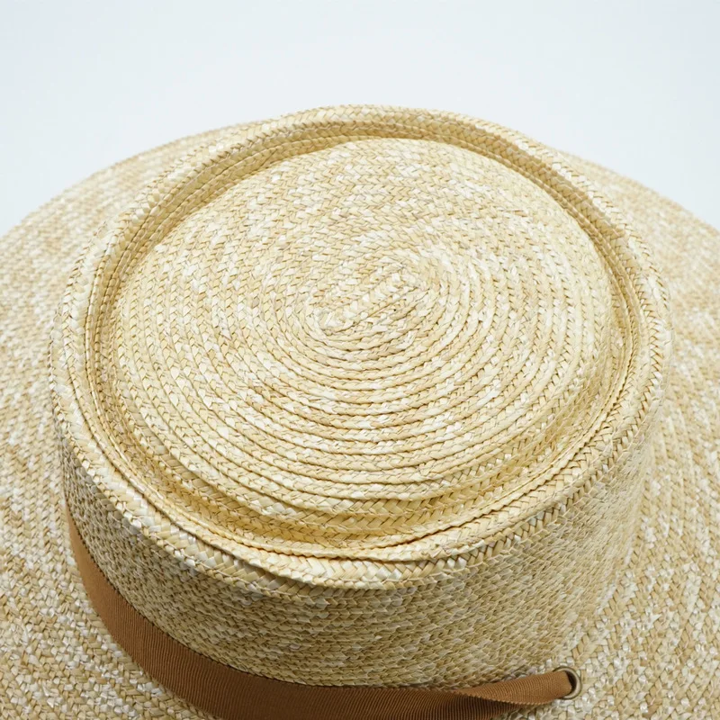 Casual Women\'s Sun Hat Chin Strap Tie Summer Hats Outdoor Beach Hat Wide Brim Wheat Straw Hats Canotier Derby Holiday Travel Hat