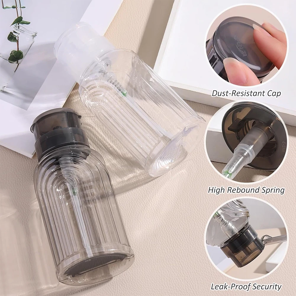 One Touch Push Down Pump Dispenser For Nail Polish Acetone And Skincare Liquids Reusable Plastic Bottle With Locking Cap view 6