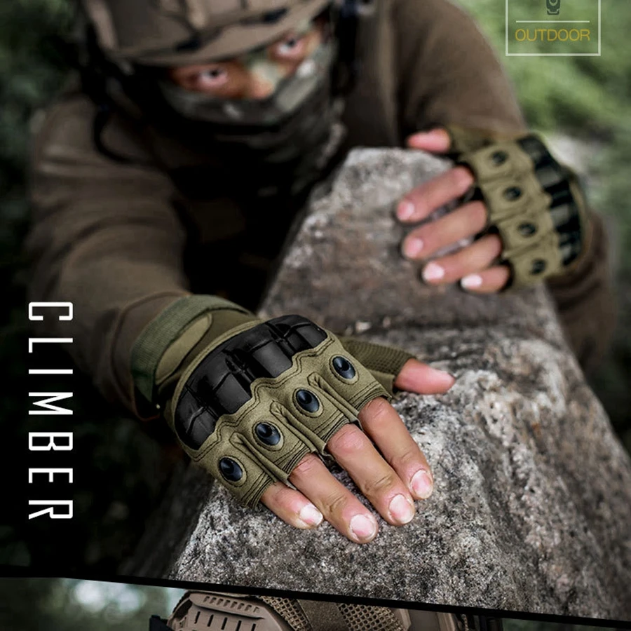 Outdoor Tactical Fingerless Gloves Hard Knuckle Paintball Airsoft Hunting Combat Riding Hiking Cycling Half Finger Gloves