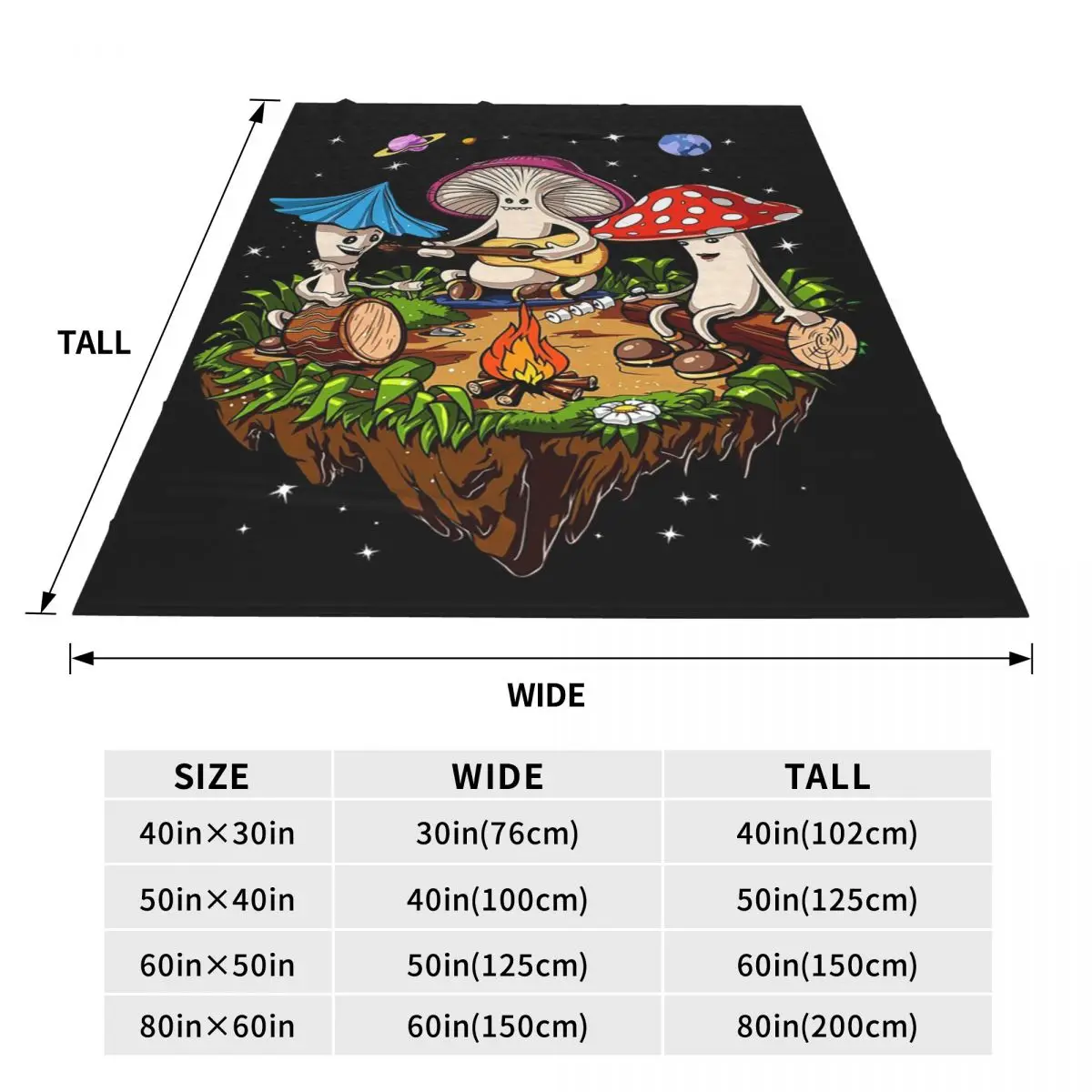 Hippie Magic Mushroom Blankets Fleece Sofa Throw Blanket Warm for Couch Bedding Outdoor Throws Bedspread Quilt