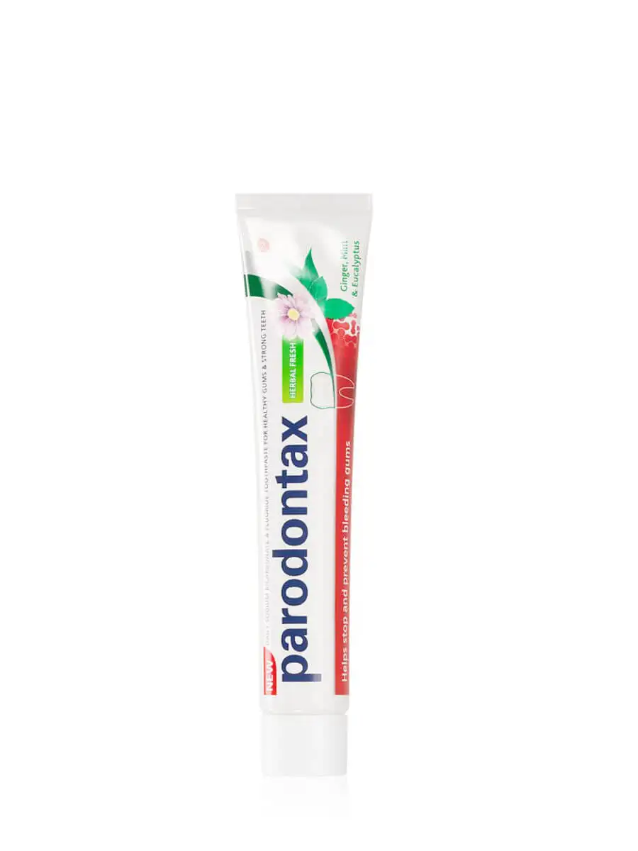 Fresh herbal Parodontax 75ml-with sodium bicarbonate and fluorine for healthy gums.