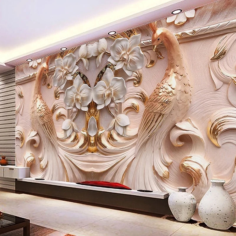 Custom Photo Wallpaper 3D Relief Peacock Butterfly Floral Mural Living room sofa TV background bedroom restaurant study Hotel 8d