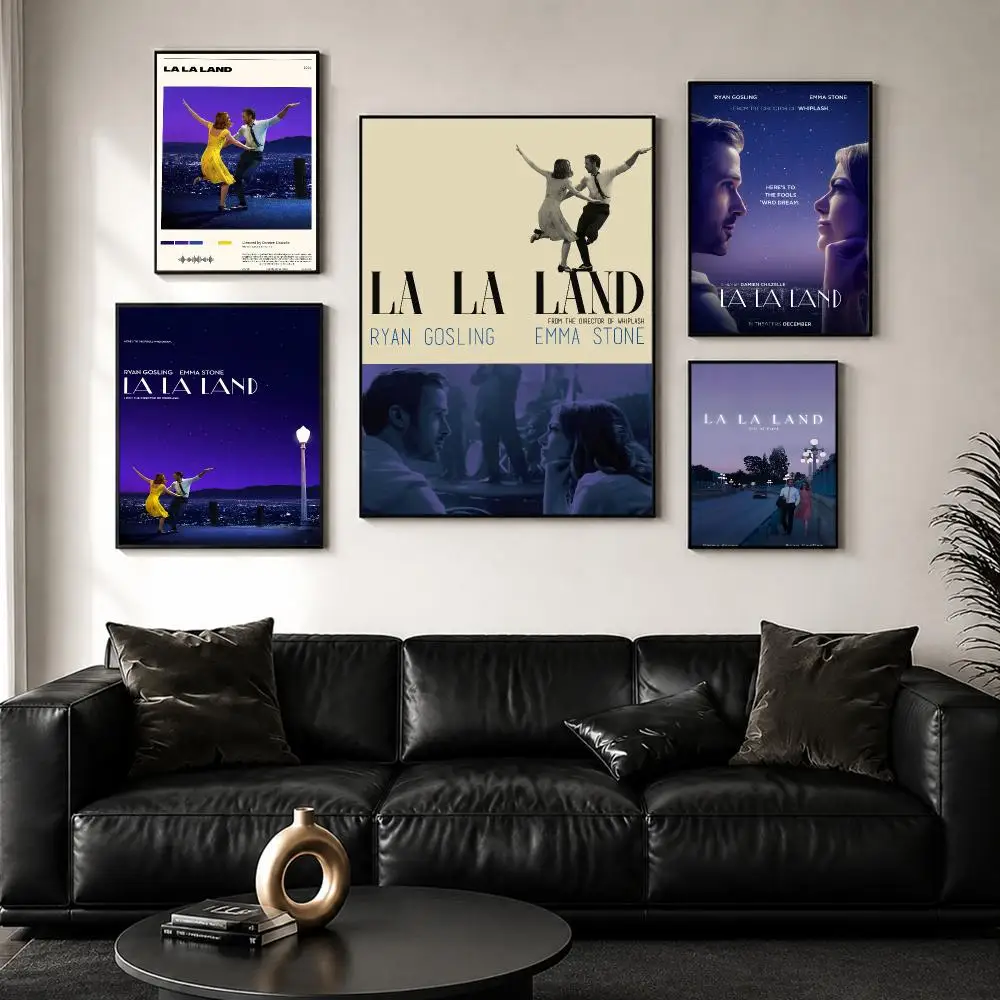 La La L-Land Poster High Quality Sticker Self Adhesive Wall Art for Bedroom Hallway Home Decor