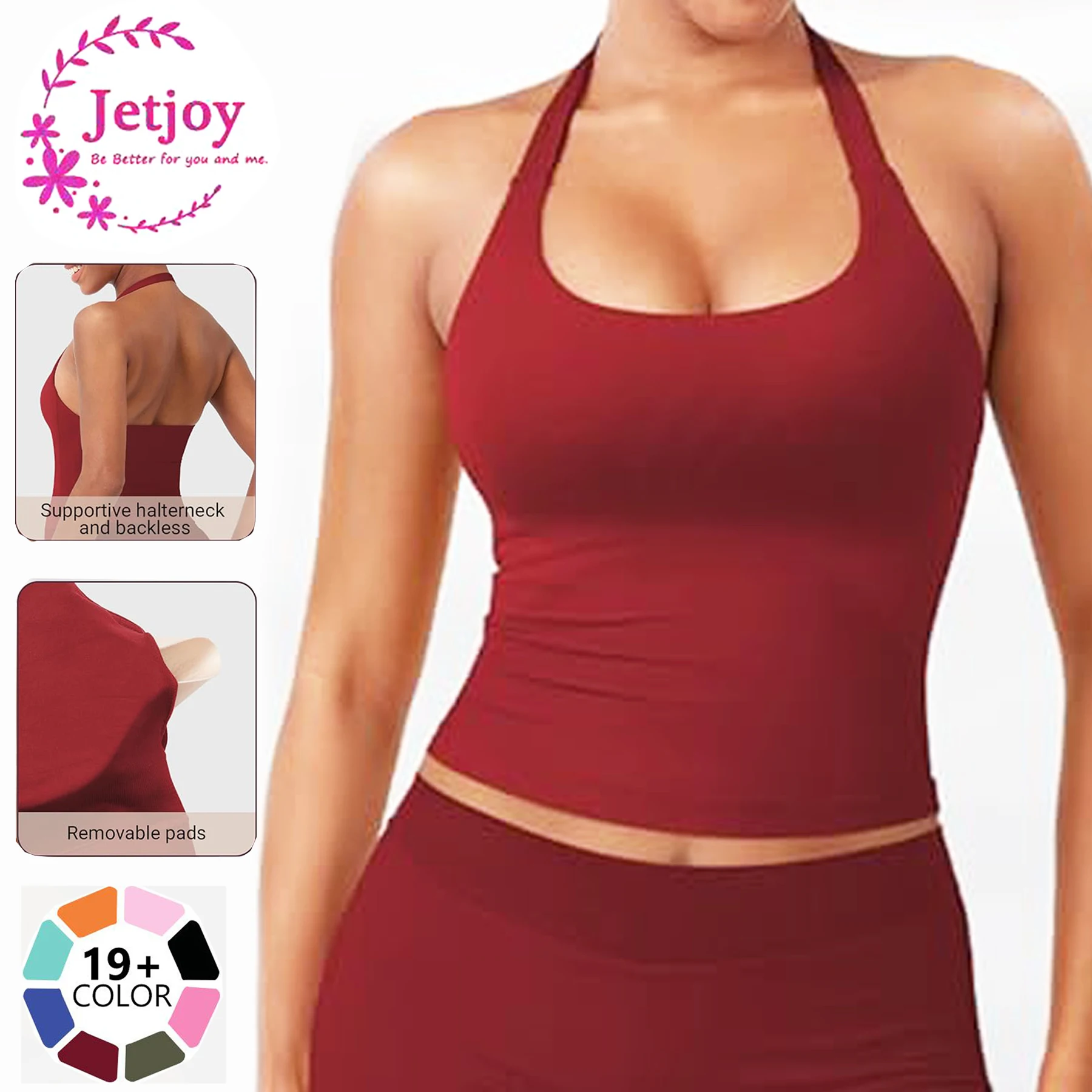 Seamless Halter Cami Top Tank Top; Sports Bra for Women Built-in Removable Pad Tank Top Vest for Women Going Out Sports Bra