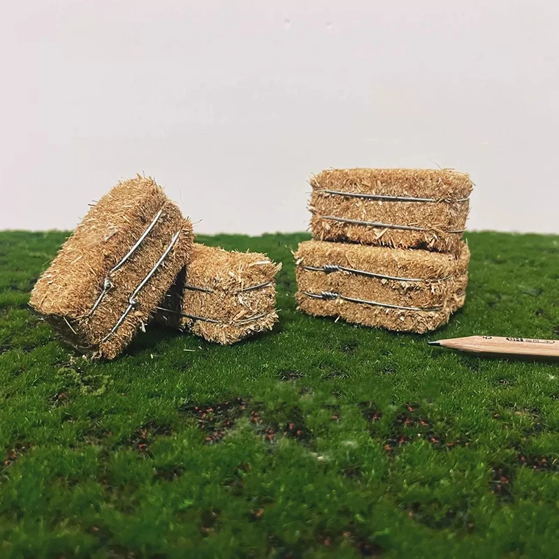 6pcs Mini Hay Bales Rustic Stackable Farm Haystack Decoration Fake Hay Blocks for Dollhouse Miniature Scene Home Decoration