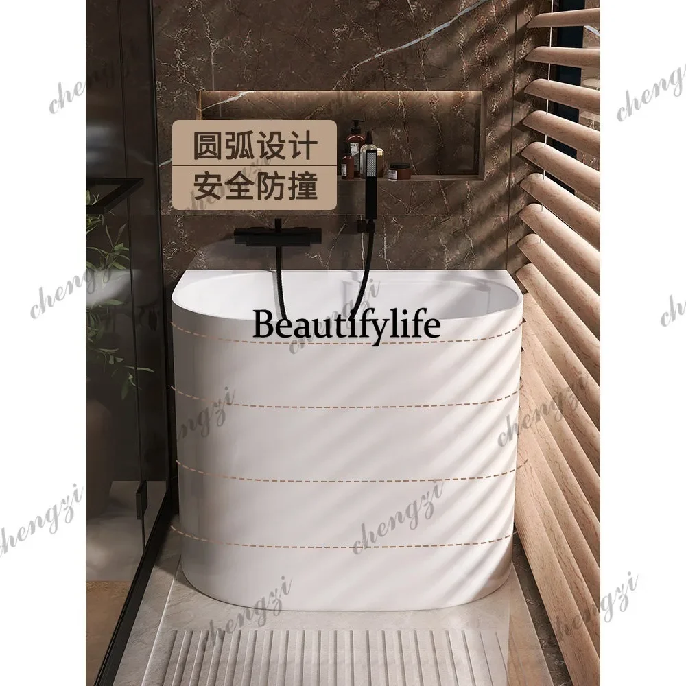 PP Super deep small bathtub small apartment acrylic independent seamless integrated small movable deep bubble