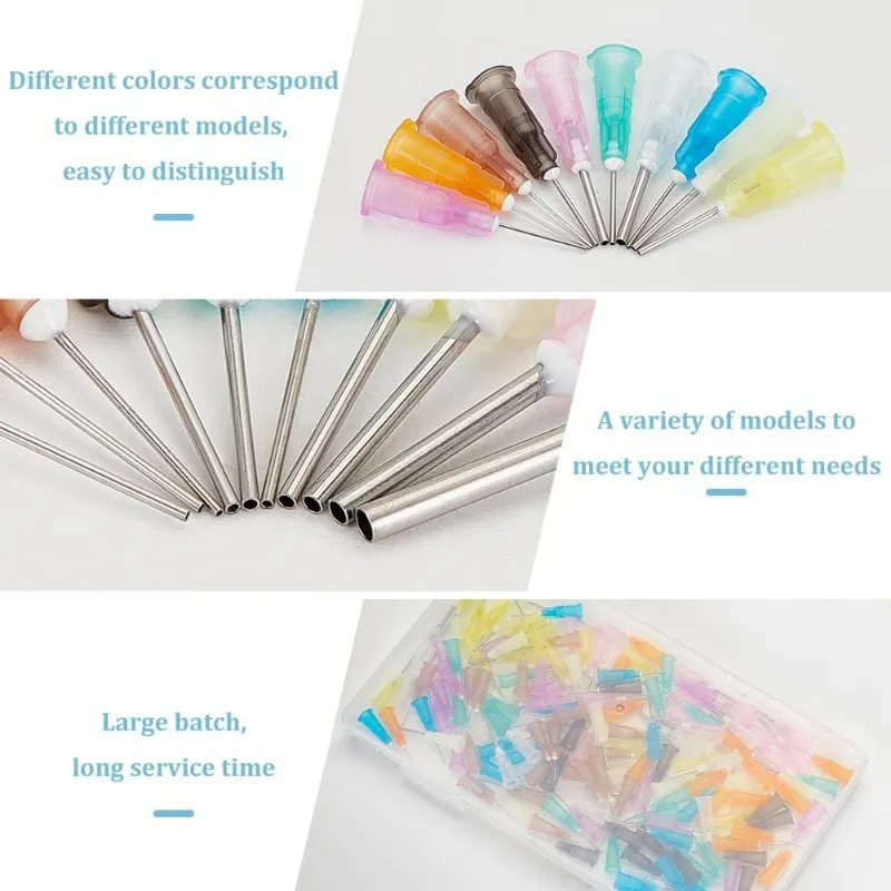 160PCS 0.5 pollici 10 calibro diverso punta smussata bottiglia di colla aghi erogazione ago con blocco esca per ricaricare inchiostri e-liquidi