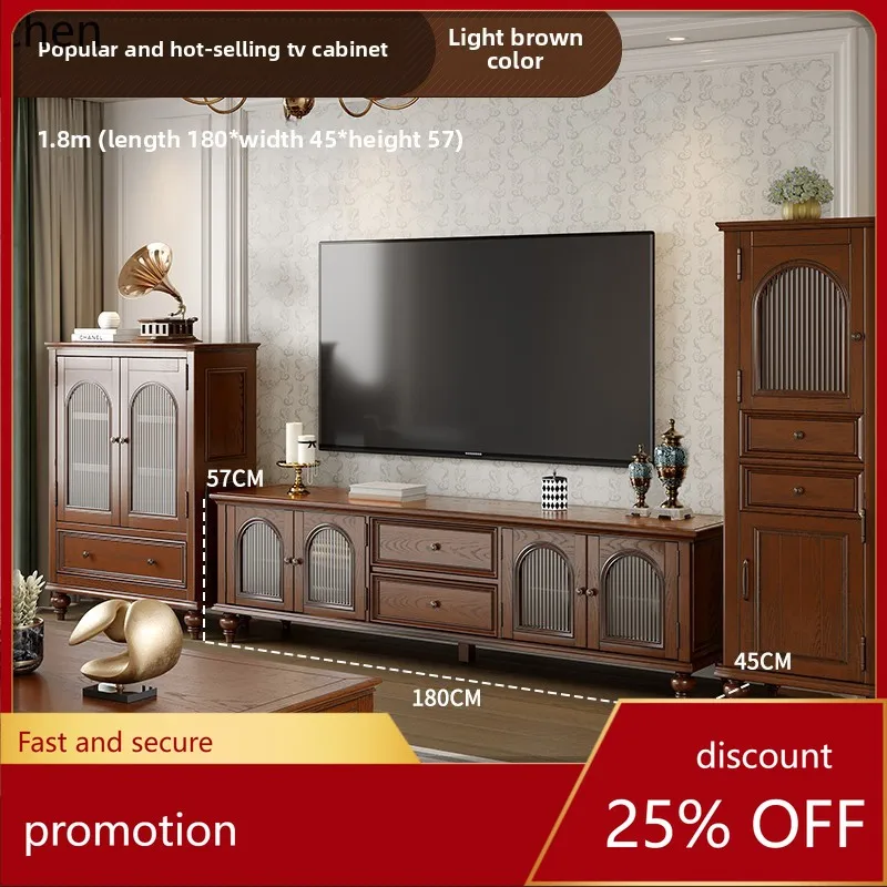 

HXL TV Cabinet Bedroom Tall Solid Wood Storage TV Cabinet Simple
