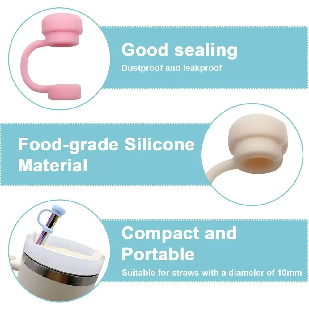 Good Sealing Straw Tips Covers Cap Protector Dust-Proof Straw Tips Lids Silicon Straw Tip Covers Suitable for 8-10mm Straw