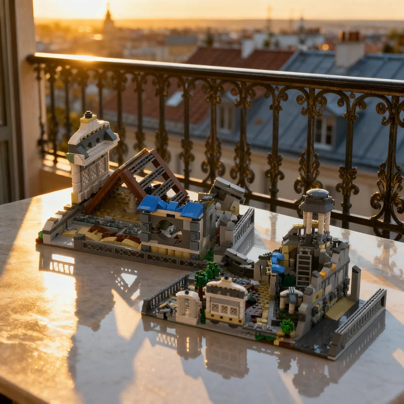 617pcs MOC Modular Streetscape Ancient Ruins 4 Model Toy Building Blocks Architecture Christmas Gifts Birthday DIY Creative