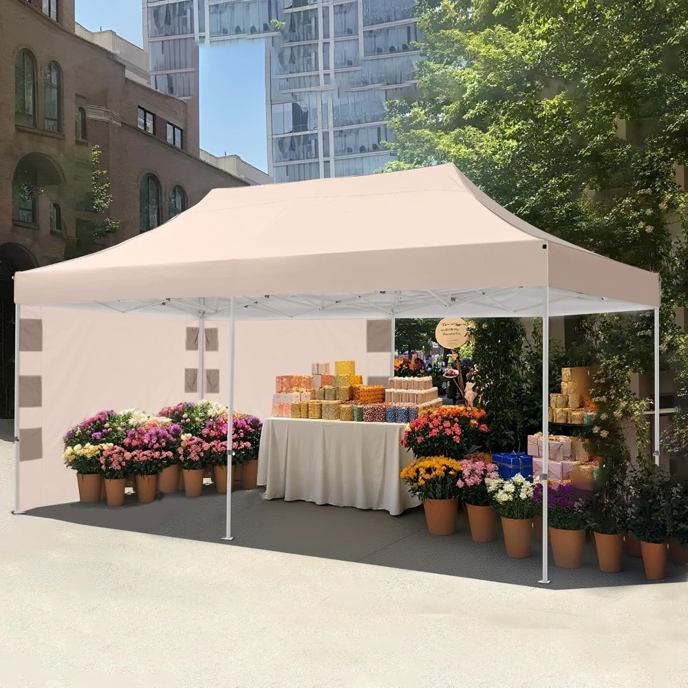 10x20 Heavy Duty Pop up Canopy Tent, Commercial Grade Instant Shelter with Wheeled Bag for Outdoor, Beach, Parties, Markets, 50