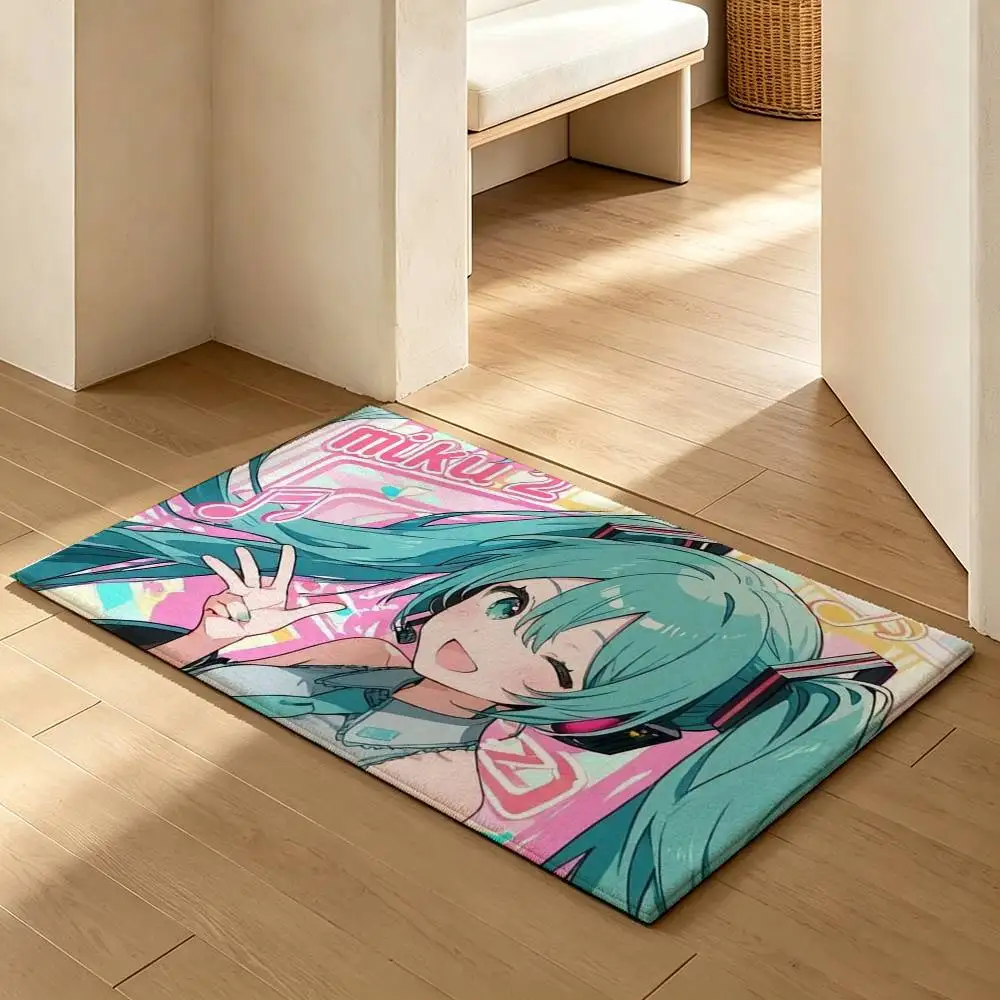 CUTE Anime M-MIKU S-Sticker  Soft Absorbent Decorative Floor Mat for Bathroom Entryway Living Room