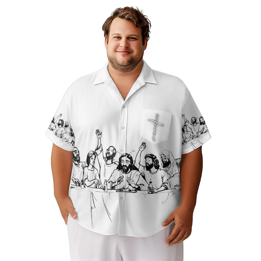 Men's Big and Tall Short Sleeve Golf Polo Button Down Shirts for Men Clothing L-8XL Jesus Gods Graphic Big Size T-shirts Tees