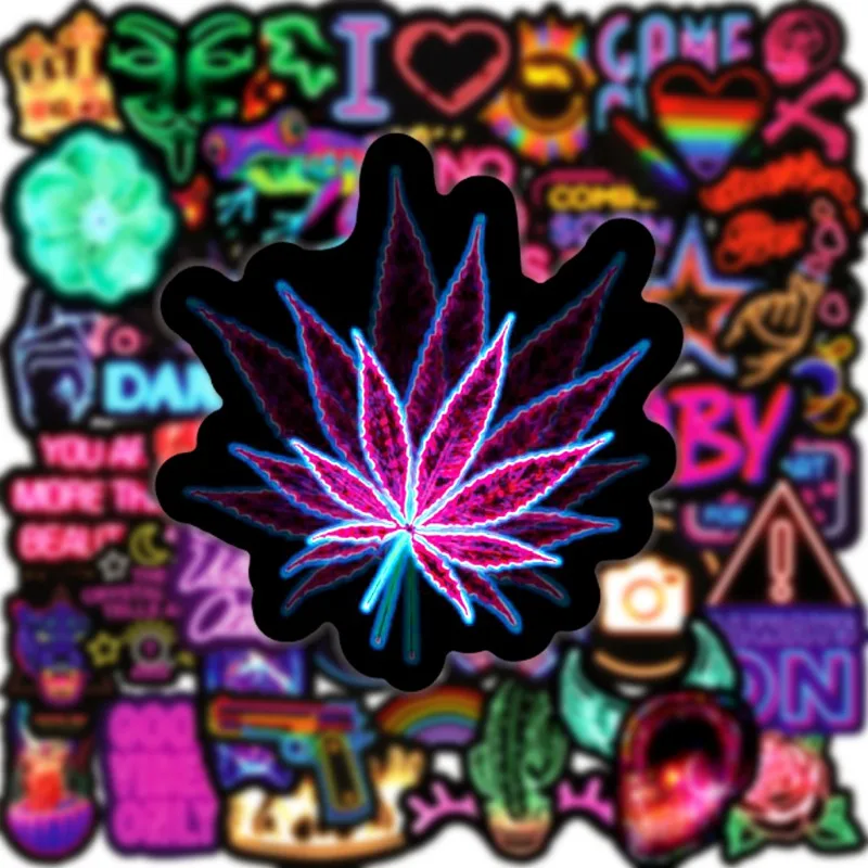 10/25/50pcs Cool Mixed Neon Lights Graffiti Stickers for DIY Guitar Phone Laptop Skateboard Motorcycle Helmet Suitcase