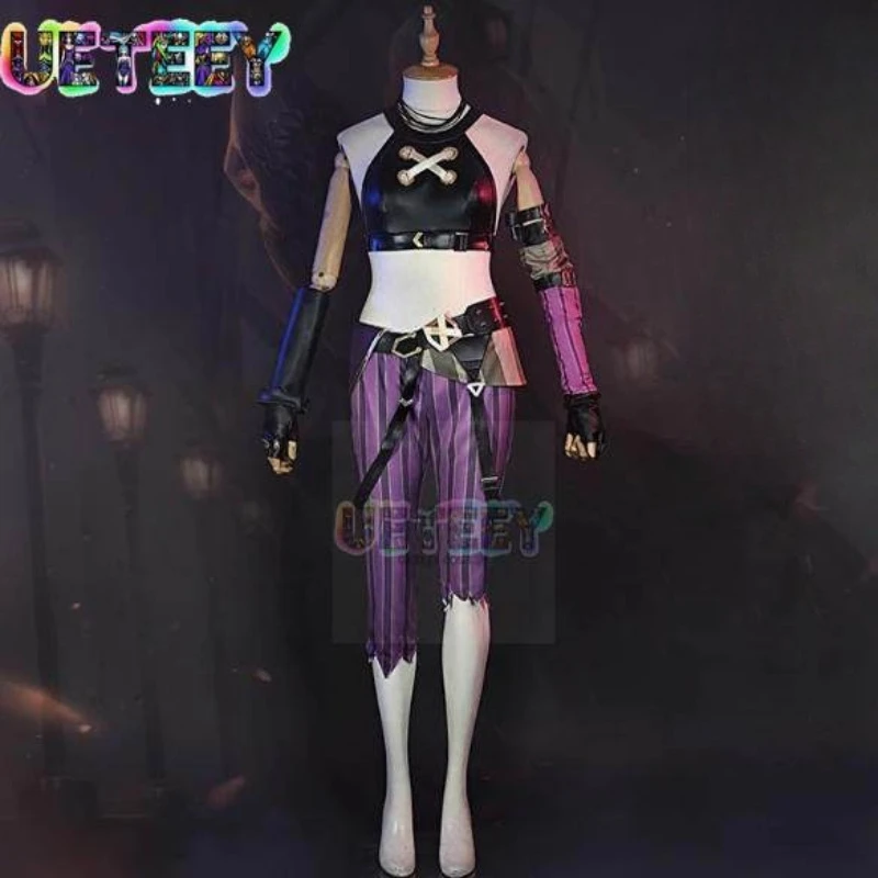 

UETEEY COS Jinx Косплей Костюм Аниме Косплей Одежда Женщины с Татуировкой Наклейка Хэллоуин Аниме Костюм Нестандартного Размера