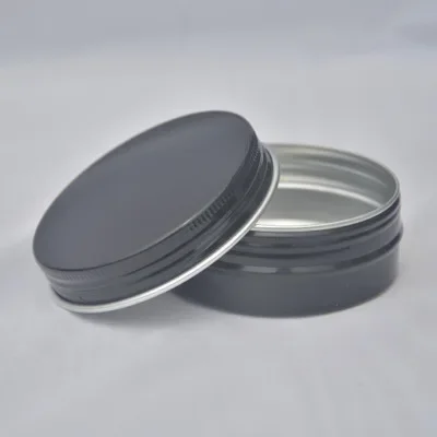 

60ML Black Tin Box Screw Thread Small Round Lip Balm Metal Box Clear Window Cosmetics Cream for Travel Portable Container