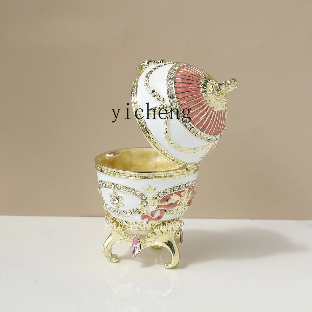 

Colorful Egg Jewelry Box Enamel Craft Jewelry Box Inlaid Diamond Egg Ornament