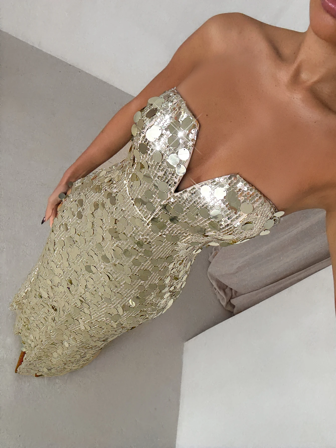 2026 Spring Strapless V-Neck Fishtail Evening Dress Women's Sequin Backless Long Slim Fit Evening Gown image 5