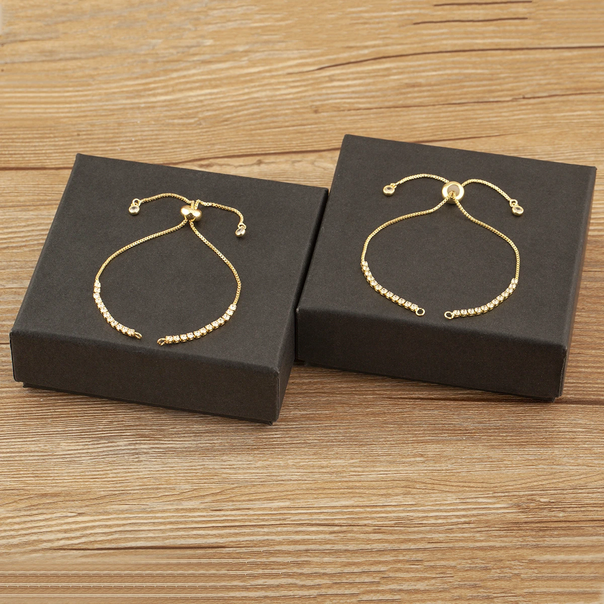 Nidin Hot White Zircon Parallel/Vertical Connect 3 PCS/Lot Bracelet For Women Adjustable Chain Jewelry Accessories Wholesale