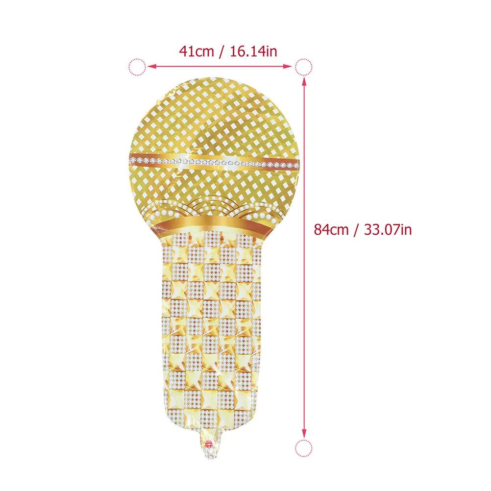 12Pcs 90S Microphone Balloons Aluminum Film Inflatable Party Decorations Retro Music Theme Photo Props for Birthday Wedding