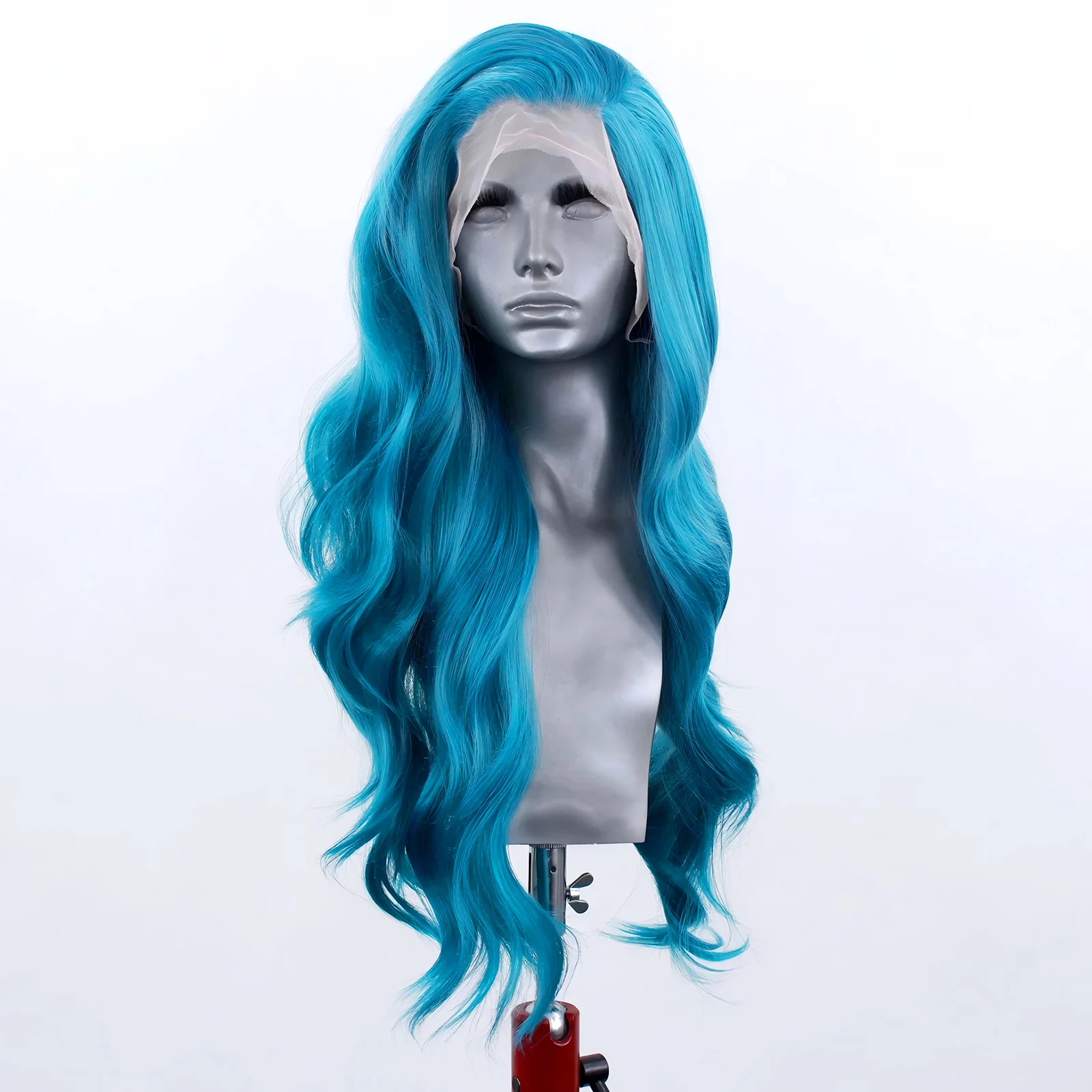 AIMEYA الأزرق شعر مستعار دانتيل 13x4 طويل الجسم موجة الباروكات جزء مجاني الاصطناعية الدانتيل الجبهة الباروكات للنساء شعري طبيعي ارتداء اليومي زي #3