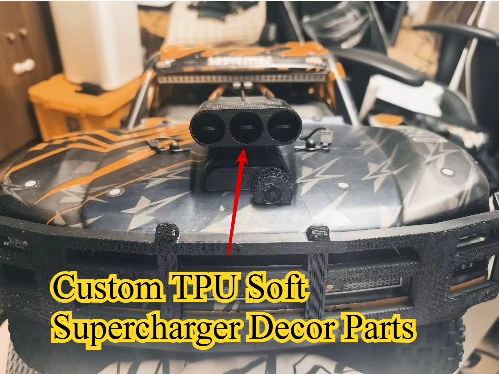 RC Car TPU Soft Supercharger Decor Parts With Screw Drilling Template custom size Accessories For 1/7 Arrma Mojave EXB
