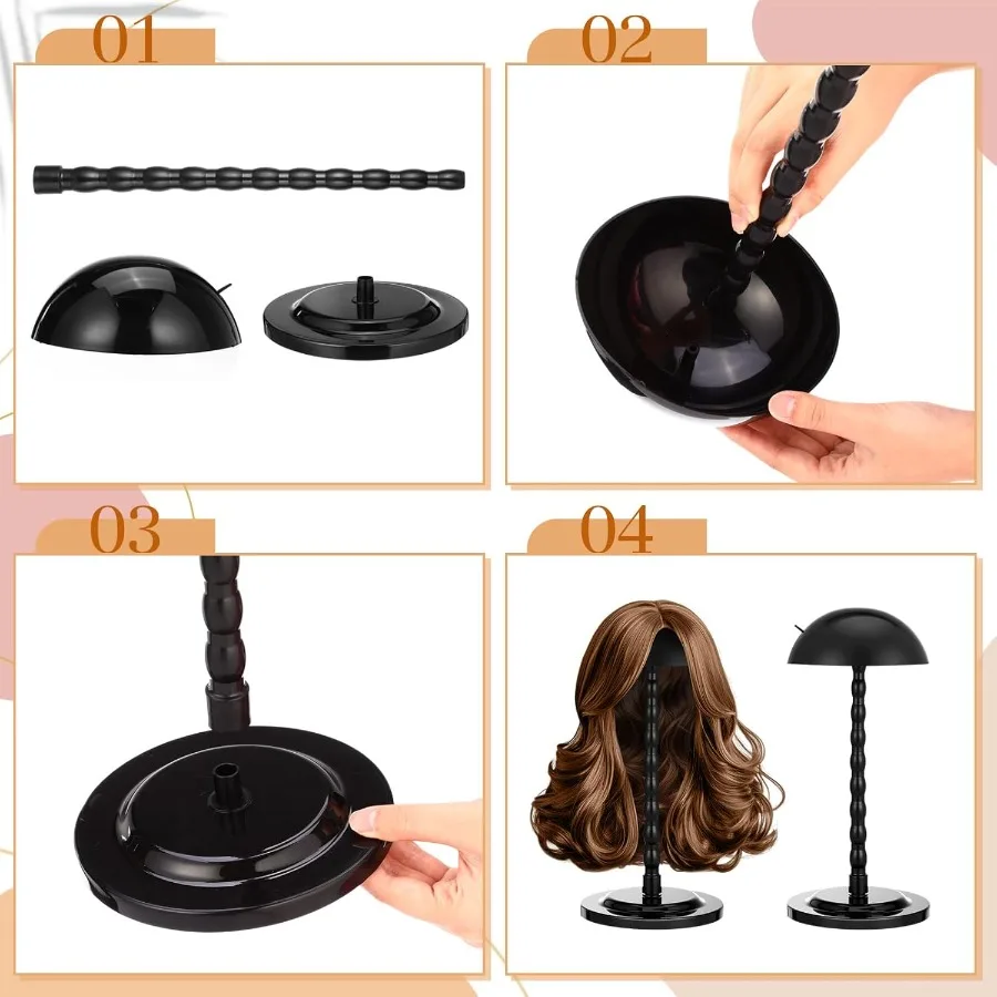 4 قطعة حامل رأس شعر مستعار لعرض متعدد الباروكات المعرضة رئيس 13.8 بوصة المحمولة مستقرة عدم الانزلاق قبعة عرض موقف شعر مستعار للسفر H #3