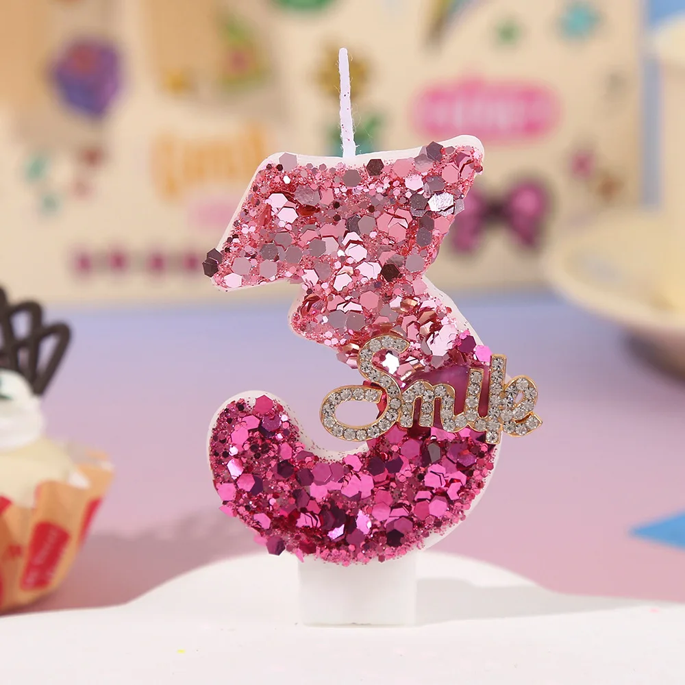 Pink Sequined Birthday Candles, Silver 
