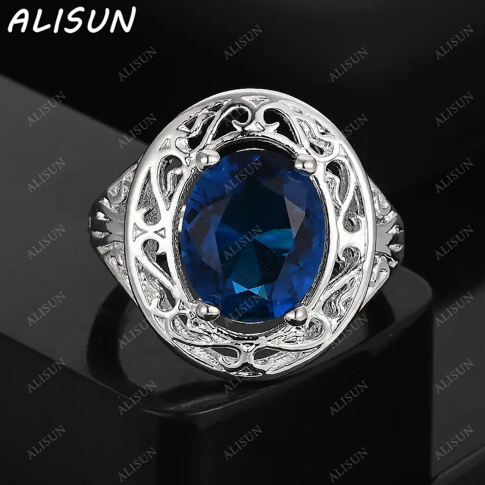 

ALISUN 925 Sterling Silver Blue Zircons Ring For Women Men Fashion Jewelry Vintage Grace Charm Noble Party Birthday Gifts
