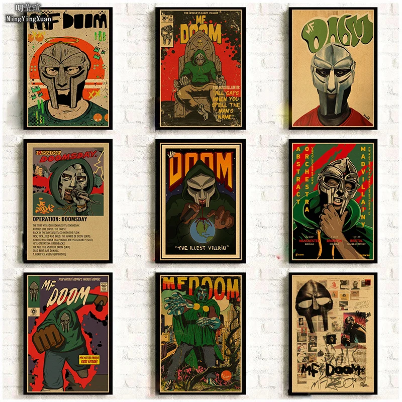 MF DOOM Posters Retro Kraft Paper Vintage Room Home Bar Cafe Decor Aesthetic Art Wall Painting gift