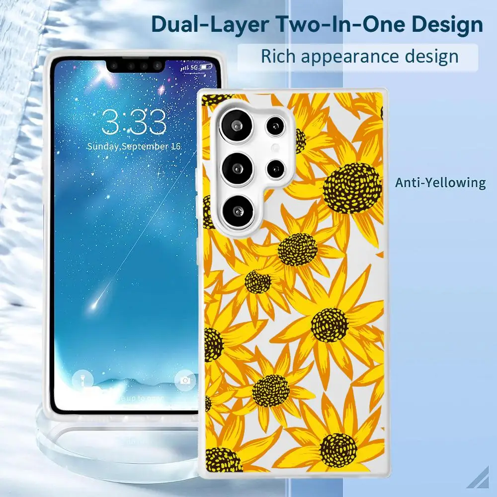Yellow Sunflower Phone Case 2-in-1 Detachable Clear Case for Samsung S26-S22 Multi-Color Card Holder Soft TPU view 4