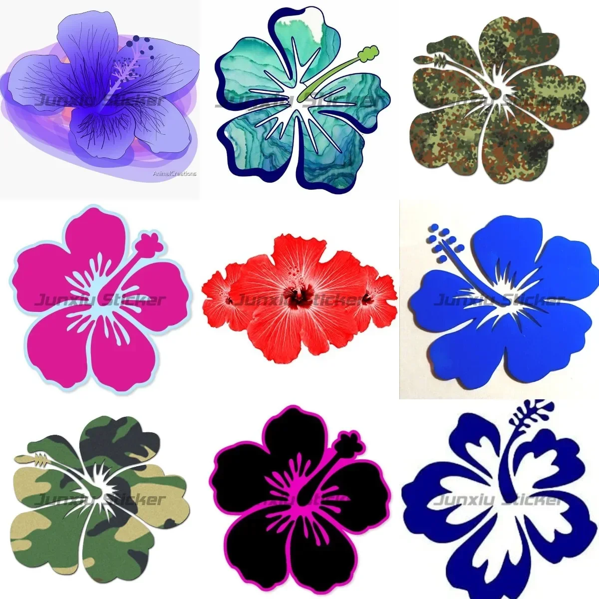 

Beautiful Hibiscus Decal Flower Hibiscus Sorrell Sunscreen Sticker Cover Scratches Decor Waterproof Stickers and Decals