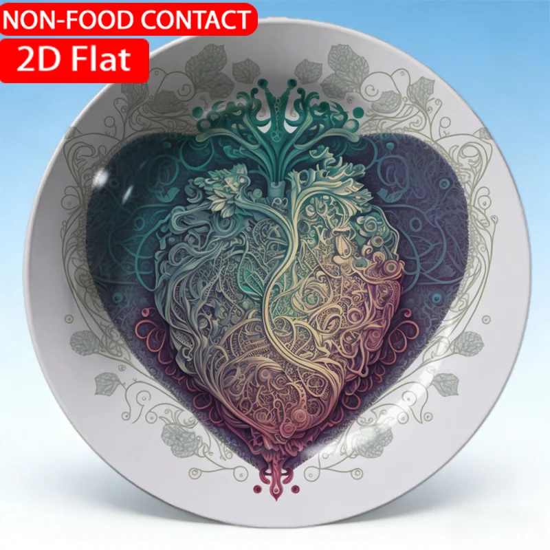 1pc Artistic Heart Tree Blue Decorative Plate-Non-Food Contact Hangable And Freestanding Ideal for Home, Study, Living Room And