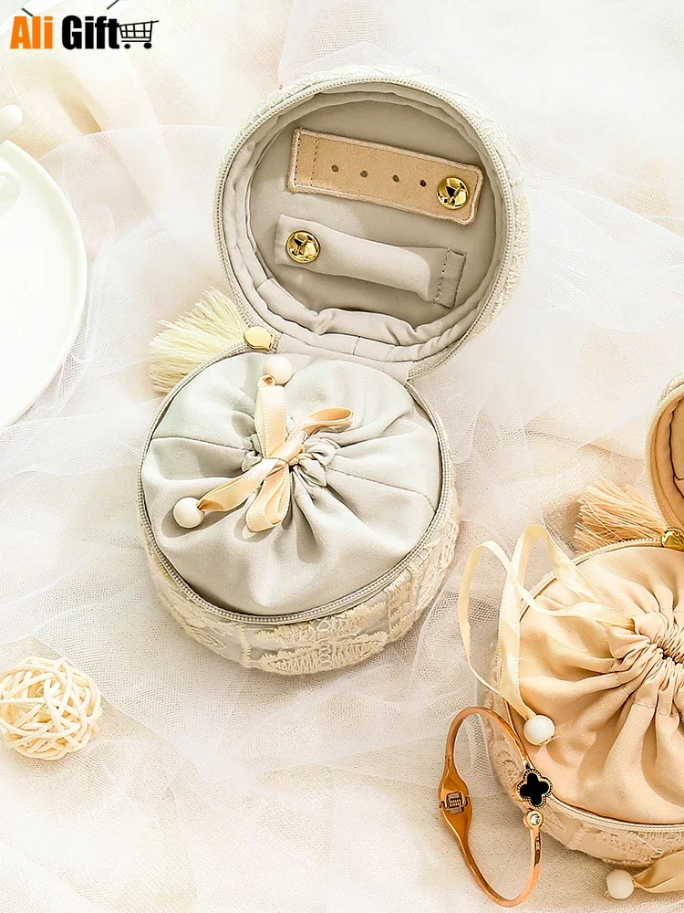 New Fashion Platinum Lace Travel Portable Jewelry Boxes Jewelry Boxes Ear Nail Ring Jewelry Organizer Creative Gifts Decoration