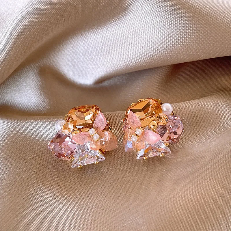 مجوهرات عصرية بتصميم فرنسي جديد مصنوعة يدويًا على شكل زهرة كريستال خضراء هدايا فتاة حلوة إكسسوارات يومية للسيدات