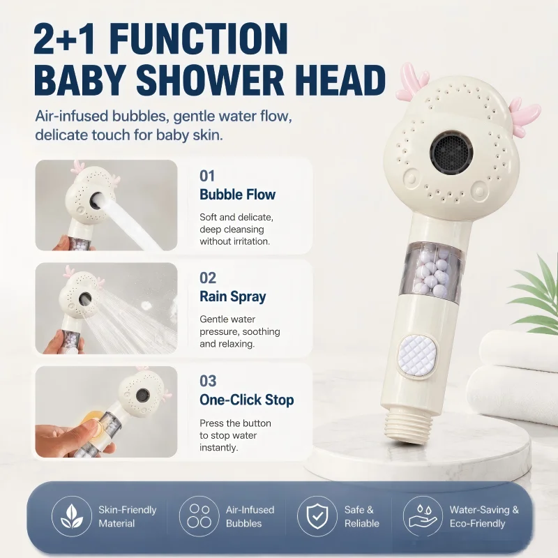 2026 New Deer Antler Kids Shower Head, Baby Bathtub Sprayer Attachment, Toddler Hair Washing Tool, Infant Bath Showerhead