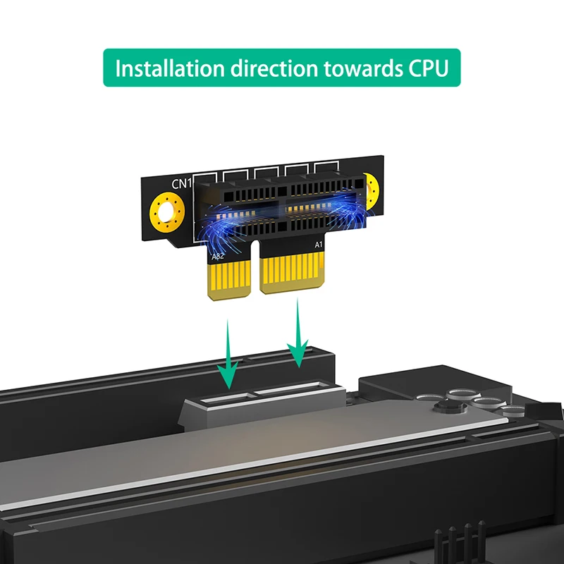 PCIE X1 3.0 kartu Riser pria, papan konverter adaptor Riser pria ke Wanita terbalik PCI Express 1X hingga 1X untuk 1U Server PC 20mm