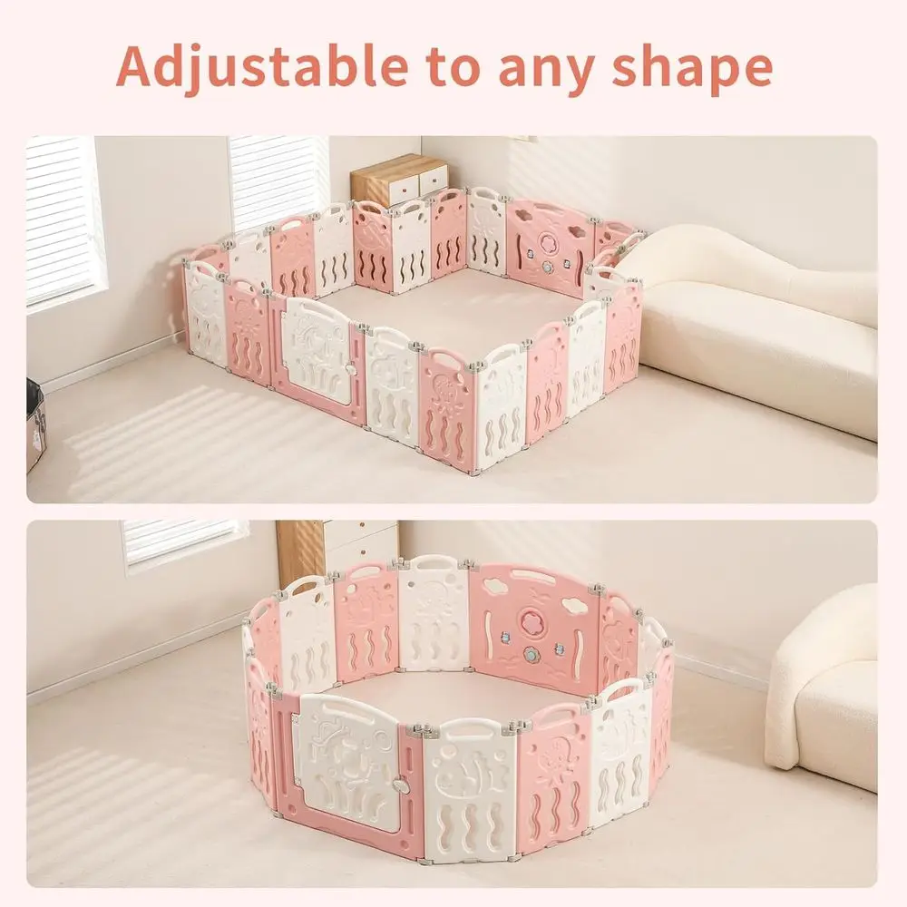 روضة أطفال قابلة للطي مكونة من 14 لوحة - منطقة لعب كبيرة ومحمولة وقابلة للتعديل للصغار