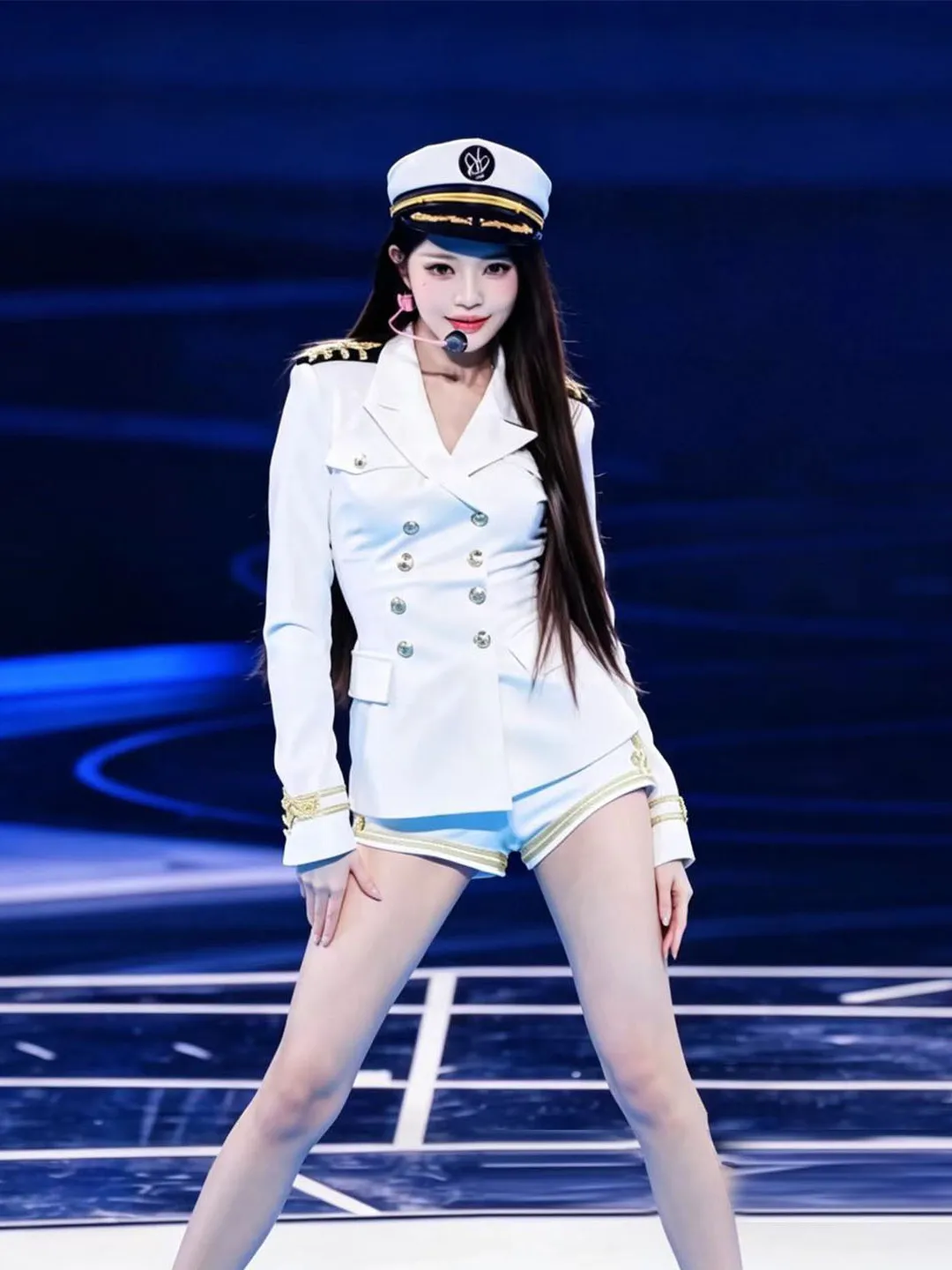 Sweet Cool Navy Style Dance Performance Outfit Women's Slim Fit Stage Performance Costume Group Singer Dance Suit Ensemble