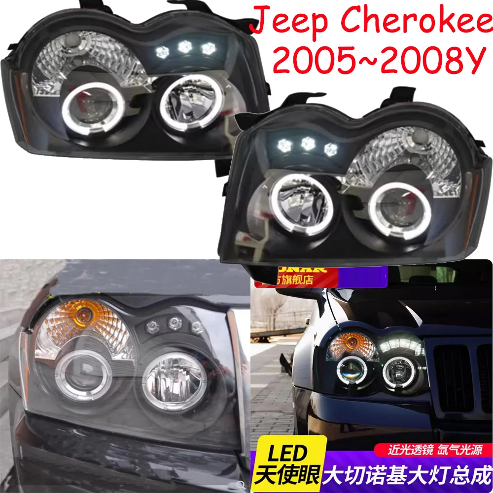 

TaiWan car bupmer head light for Jeep cherokee headlight 2005~2008y car accessories DRL fog for Jeep cherokee headlamp