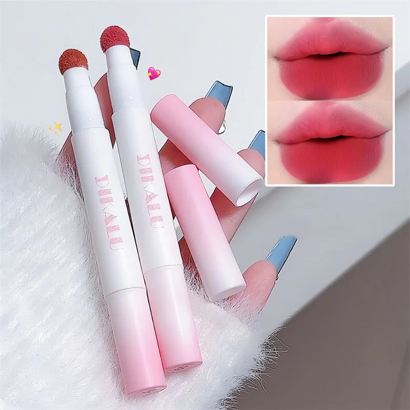 Lip Gloss Cream Air Cushion Lips Cream Matte Brick Red Lip Glaze Mud Lipstick Pen Non-Stick Cup Female Lip Tint Korean Makeup