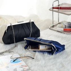 Women's Clutch Evening Bag Linen Party / Evening Date Chain Vintage Silver Black Pink