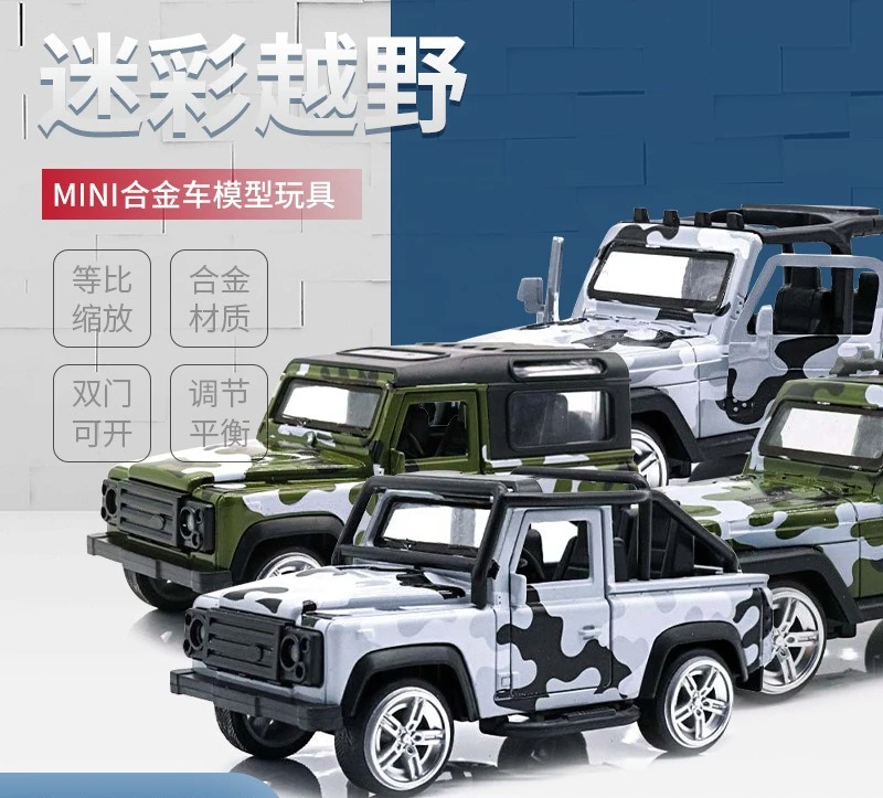 

1:32 Scale Diecast Alloy Off-Road Jeep Wrangler & Defender Model with Camouflage Livery Collectible Gift for Enthusiasts
