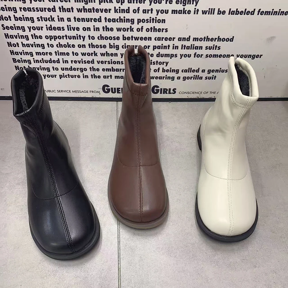Winter Women Boots Plus Size Casual Flat Ankel Boots Antislip Warm Fur Snow Boots Fashion Designer Women Shoes WateLeather Boots