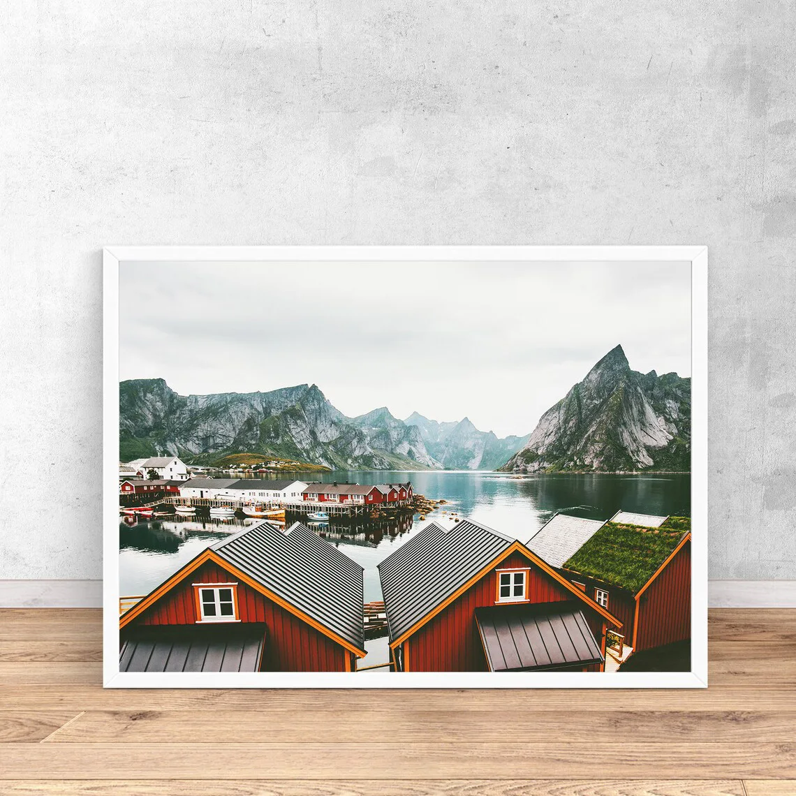 Norway Nature Landscape Poster Print Wall Scandi Norwegian Mountain Lake Village Pictures Canvas Painting Living Room Home Decor