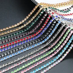 10 metri di cristallo strass diamante catena trim argento artiglio strass catena per fai da te cucito gioielli decorazione di nozze 2/2.5/3mm