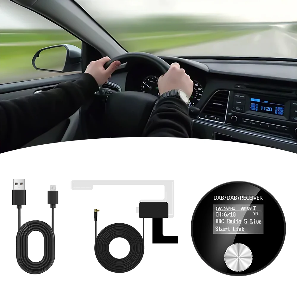 DAB+ Car Digital Radio FM Receiver 1.2 Inch Screen DAB for European Android Car Audio Signal Broadcasting