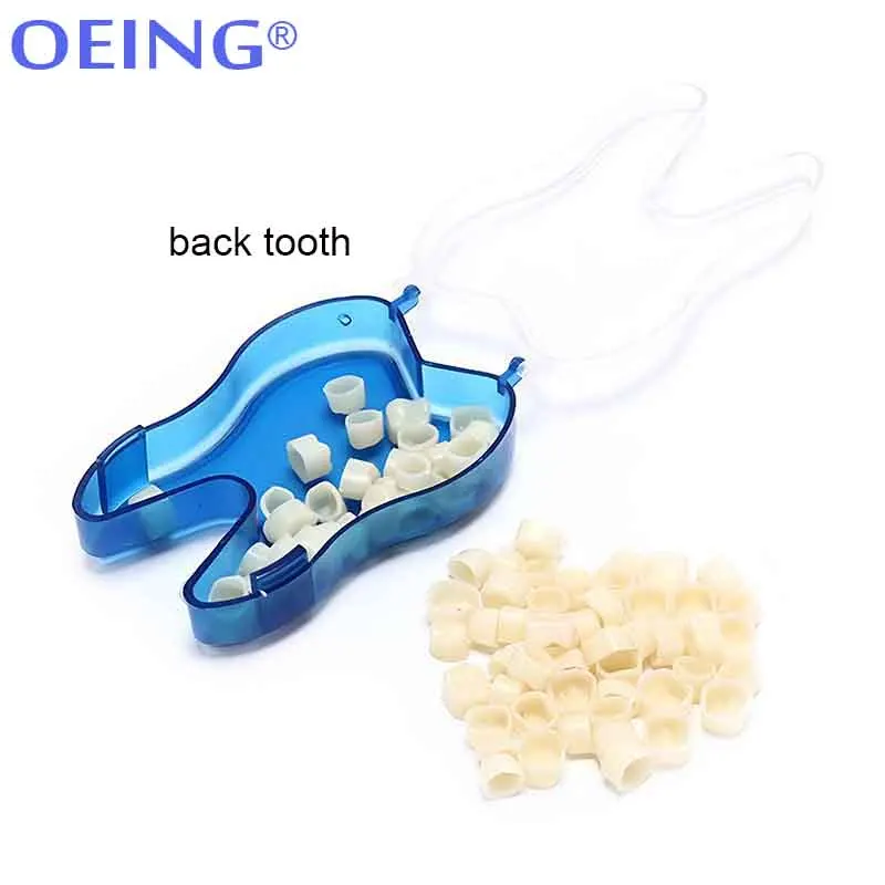 50Pcs/Box Dental Temporary Crown Kit Resin Front Molar Crowns Teeth Porcelain Anterior Posterior Veneers Dentist Tooth Whitening